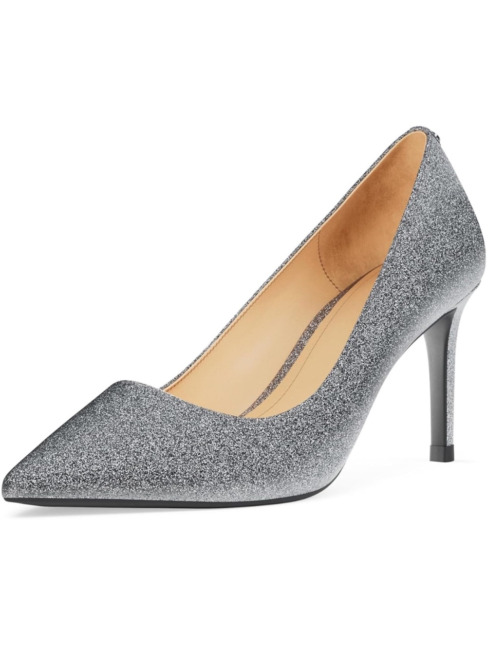 Michael Kors Silver Glitter Pointed-Toe Stiletto Pump - Women's